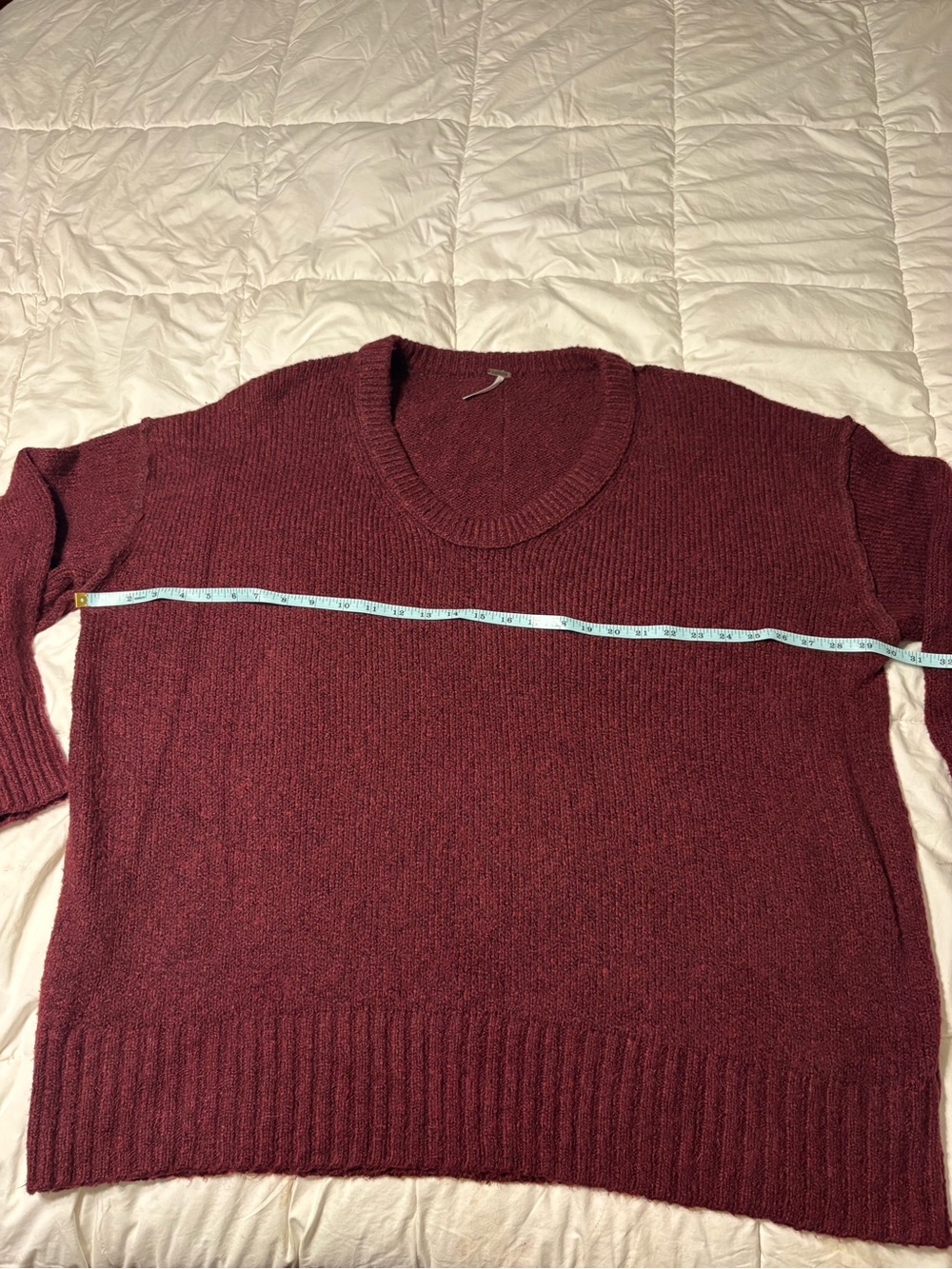 Free People Deep Burgundy Oversized V-Neck Sweater - Picture 9 of 14